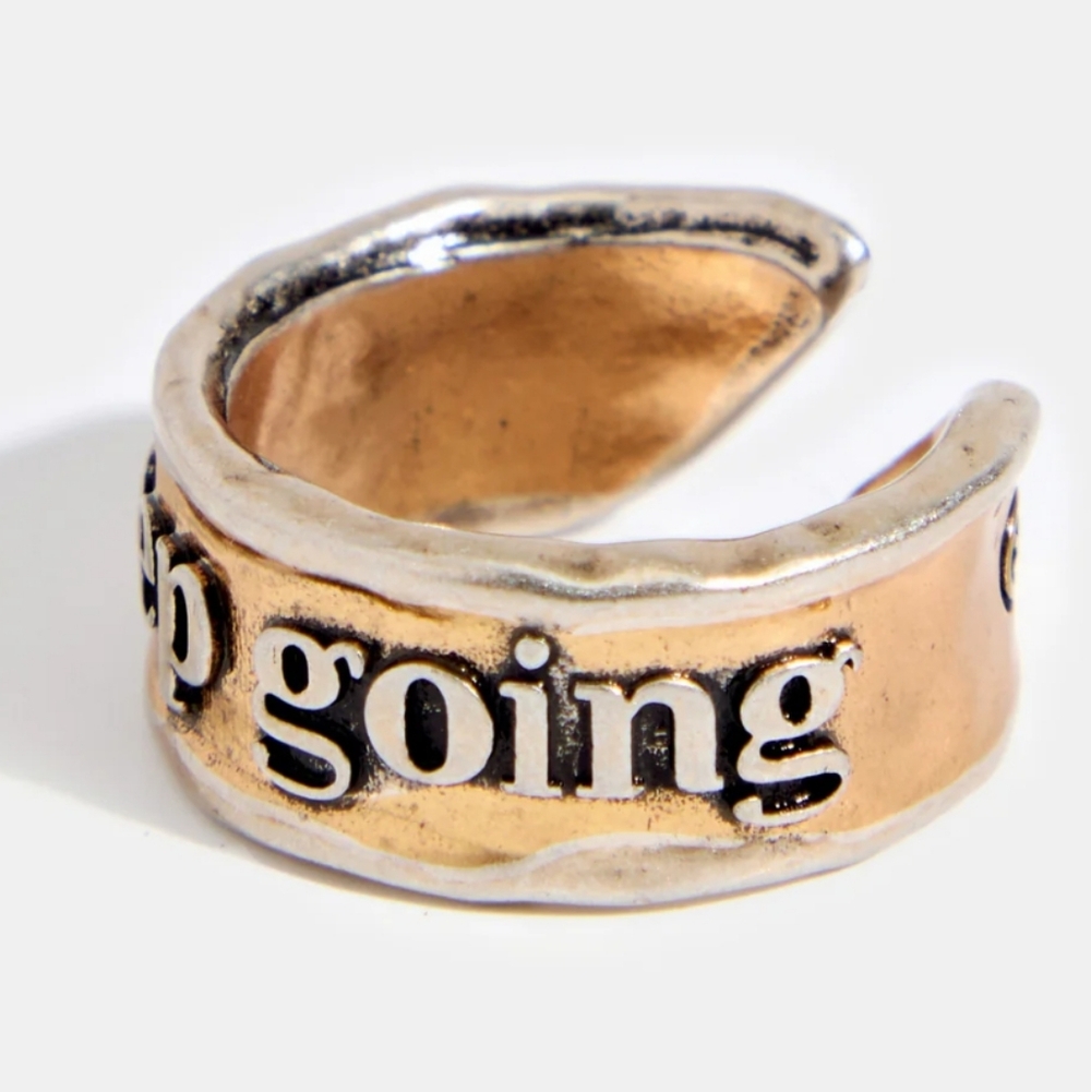 Inspirational Antique Gold and Silver Adjustable Ring (8-11) - Picture 4 of 8